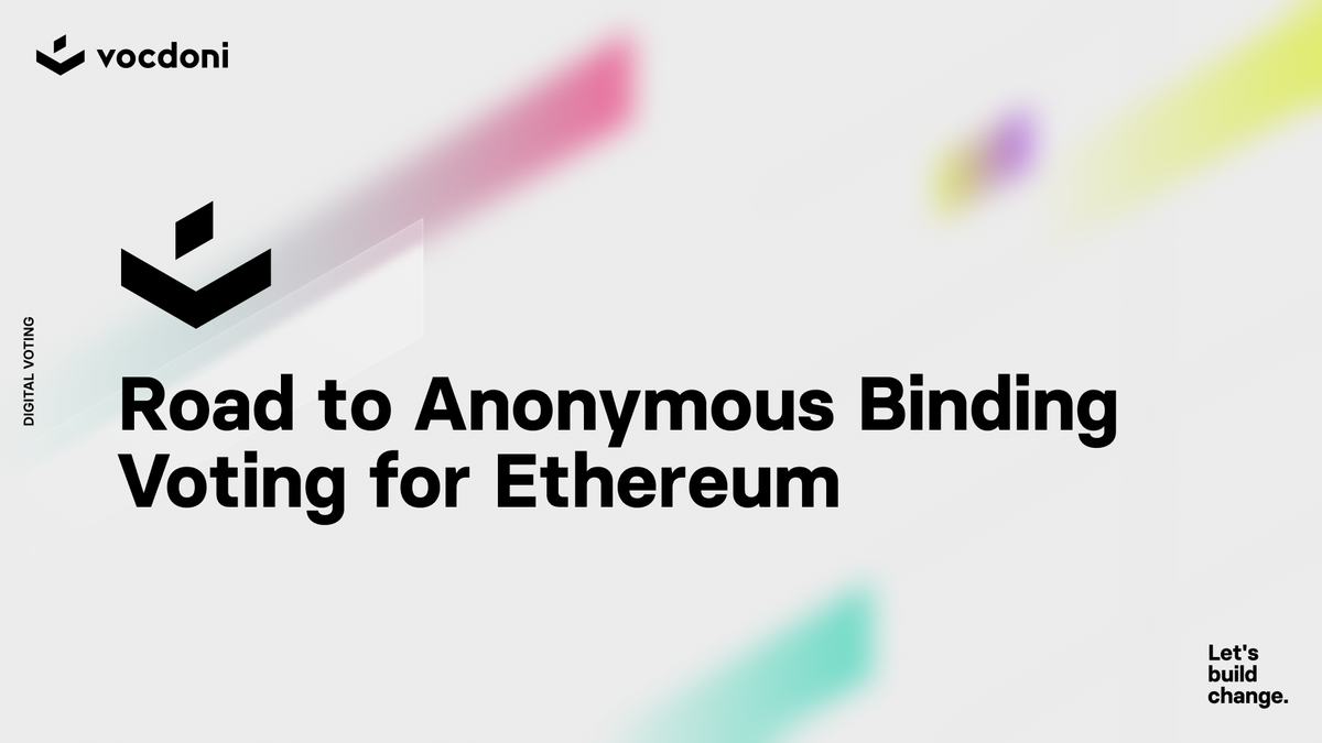 Road to Anonymous Binding Voting for Ethereum